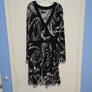 Lane Bryant Black and‎ White Faux Wrap Dress